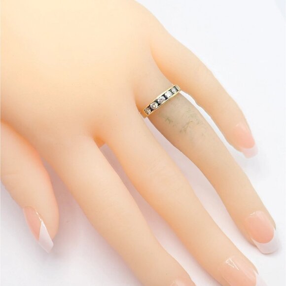 Authentic! Tiffany & Co 18k Yellow Gold 1.20ctw Diamond Sapphire Band Ring sz 5 - Picture 5 of 12